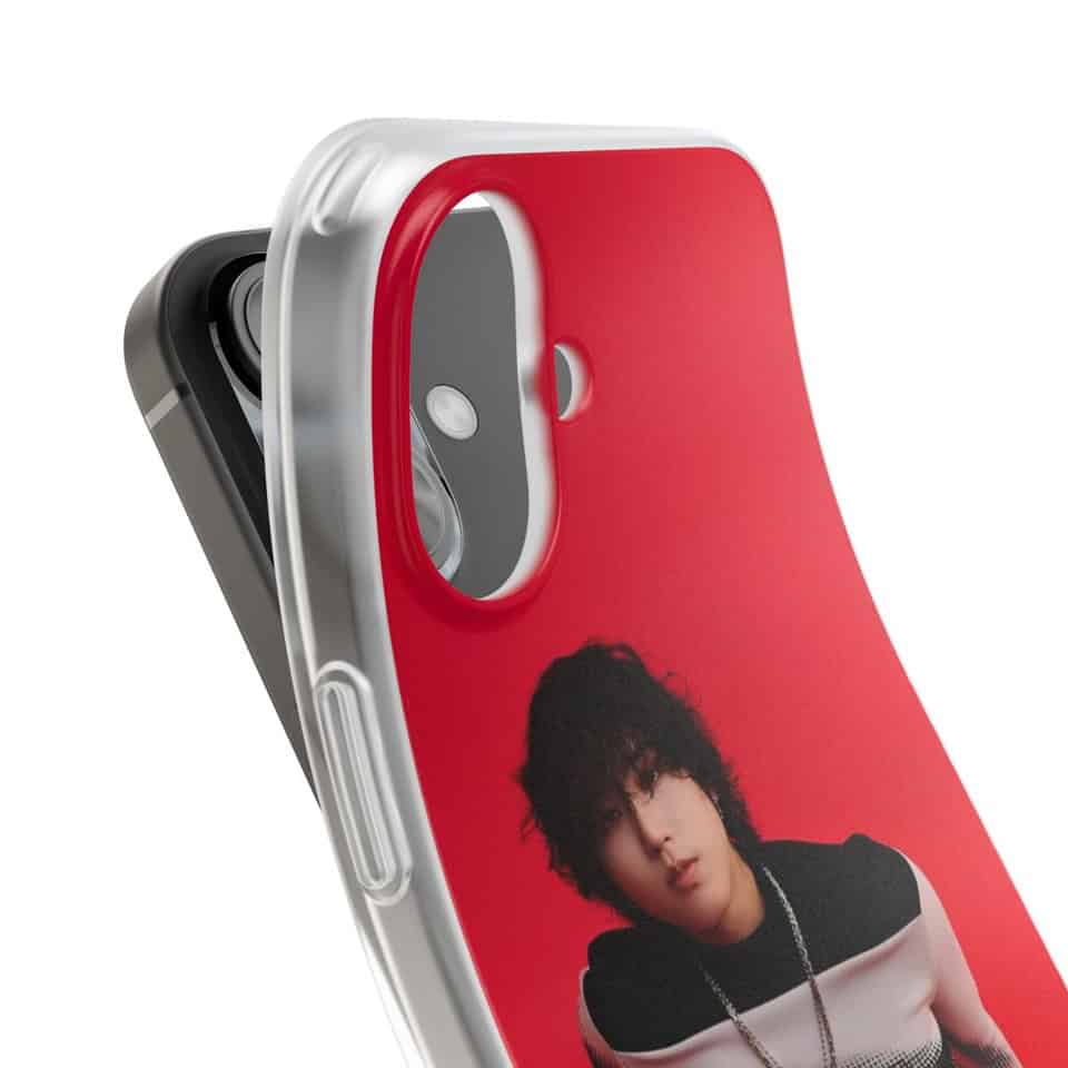 Personalized kpop merch phone case with a member's image.