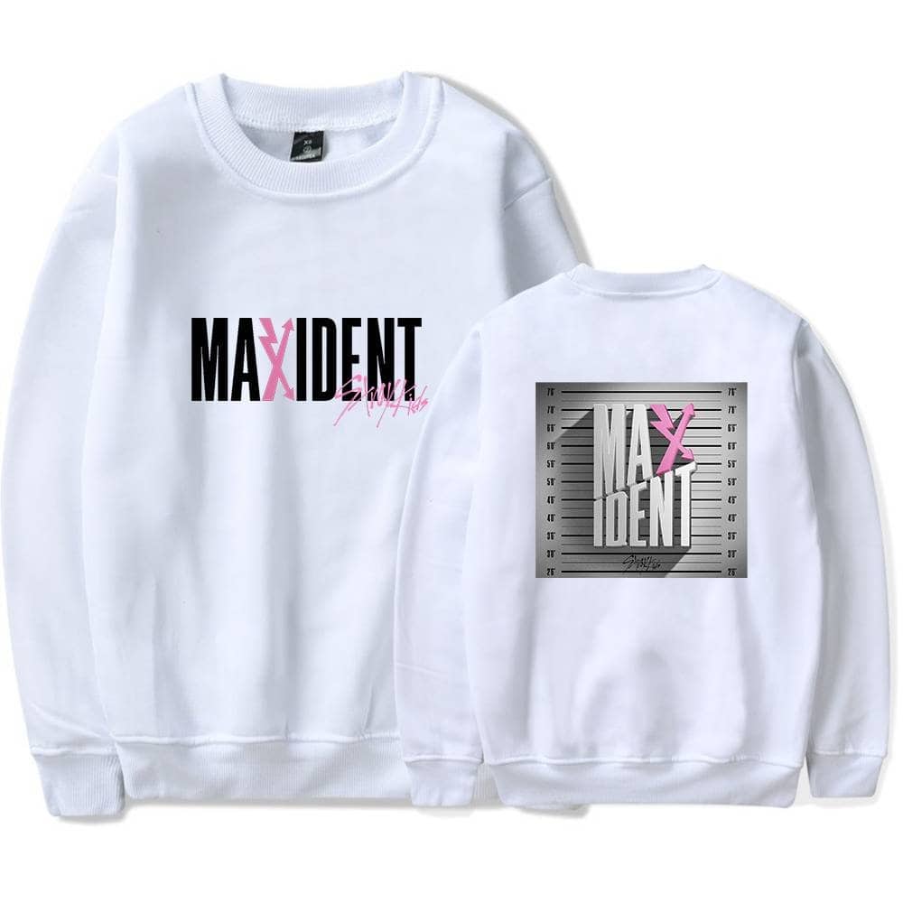 MaxiDENT crewneck sweatshirt with merch-inspired design.