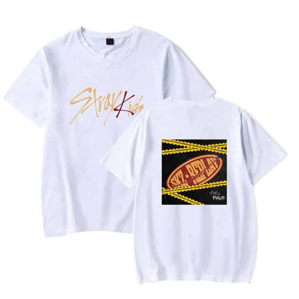 Cute K-pop band t-shirts, stylish and trendy, with vibrant designs and logos perfect for fans, comfortable casual wear, collectible merchandise, and concert apparel.